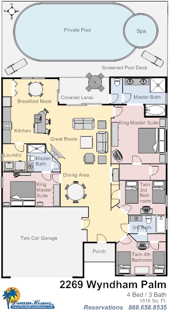 Floor Plan for 4bed/3bath A Resort Right By Disney