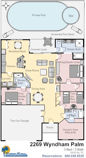 Floor Plan for 3bed/3bath A Resort Right by Disney