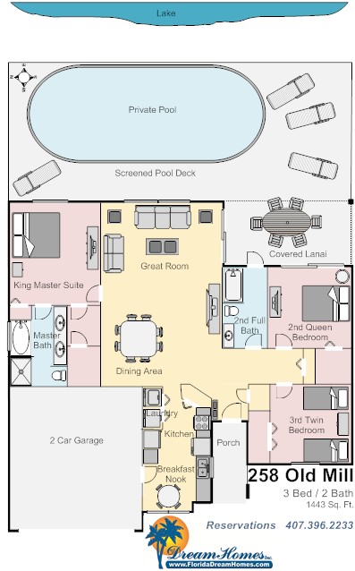 Floor Plan for 3Bed/2Bath Lakeside Tranquility