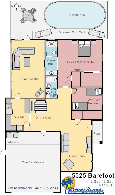 Floor Plan for 2bed/2bath Magical House